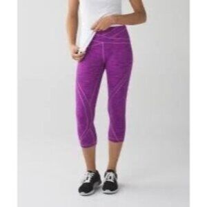 Lululemon Free Flow Crop Diamond Jacquard Space Dye Tender Violet Raspberry Sz 4